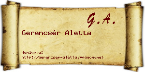 Gerencsér Aletta névjegykártya